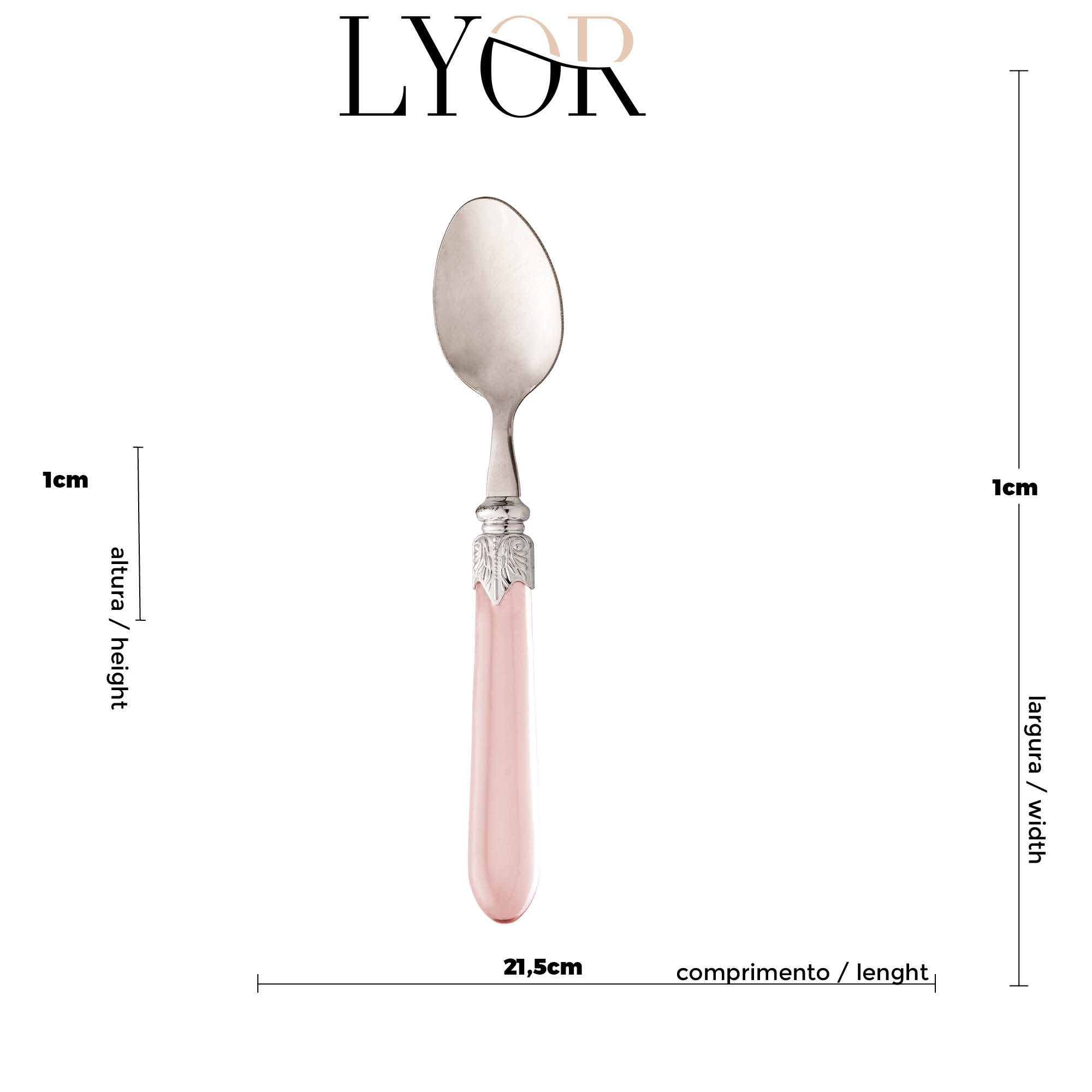 Cj 6 Colheres P/ Mesa Destiny Rosa 20,5cm